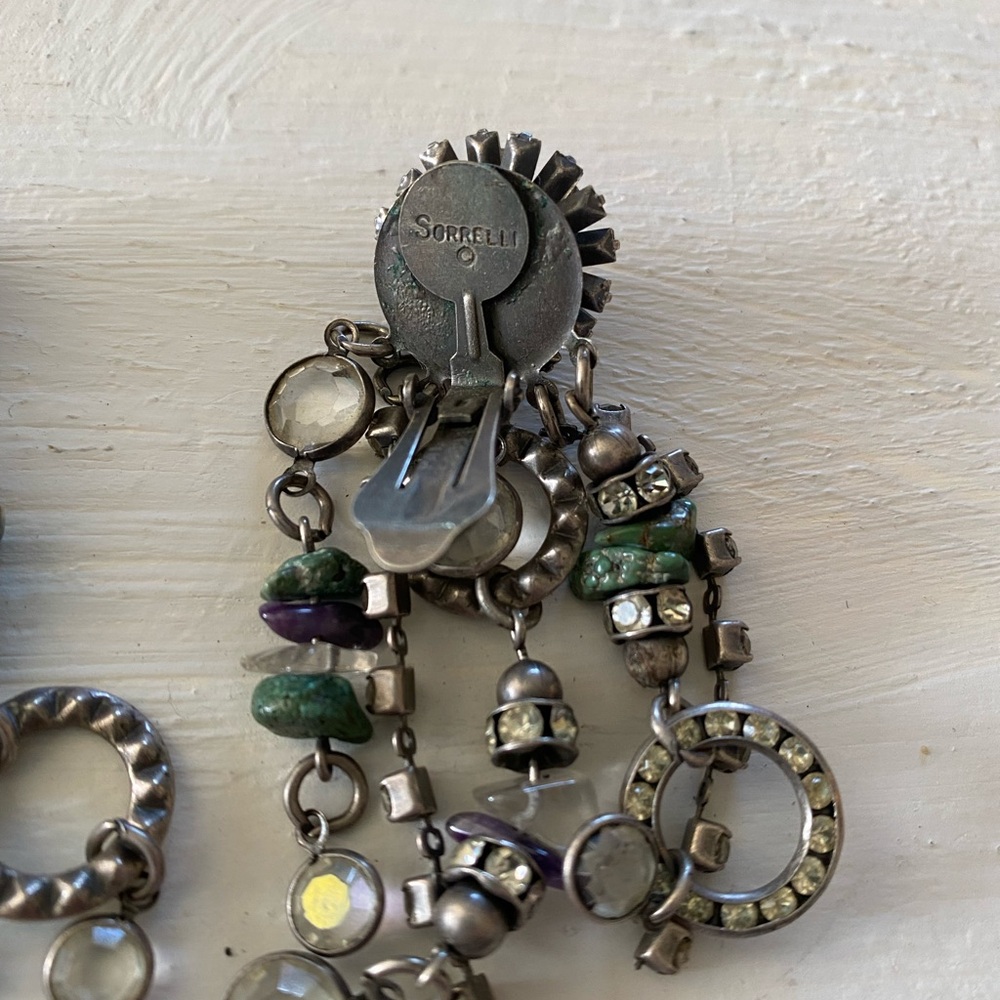 Vintage Sorrelli Clip On Dangle Earrings 3 inches long - Picture 7 of 7